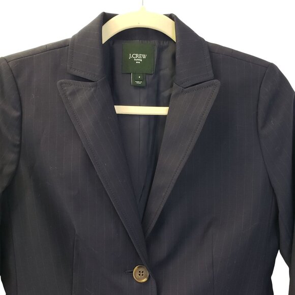 J. Crew Wool Blend Pinstripe Two Button Blazer Jacket Size 2 - Picture 4 of 7